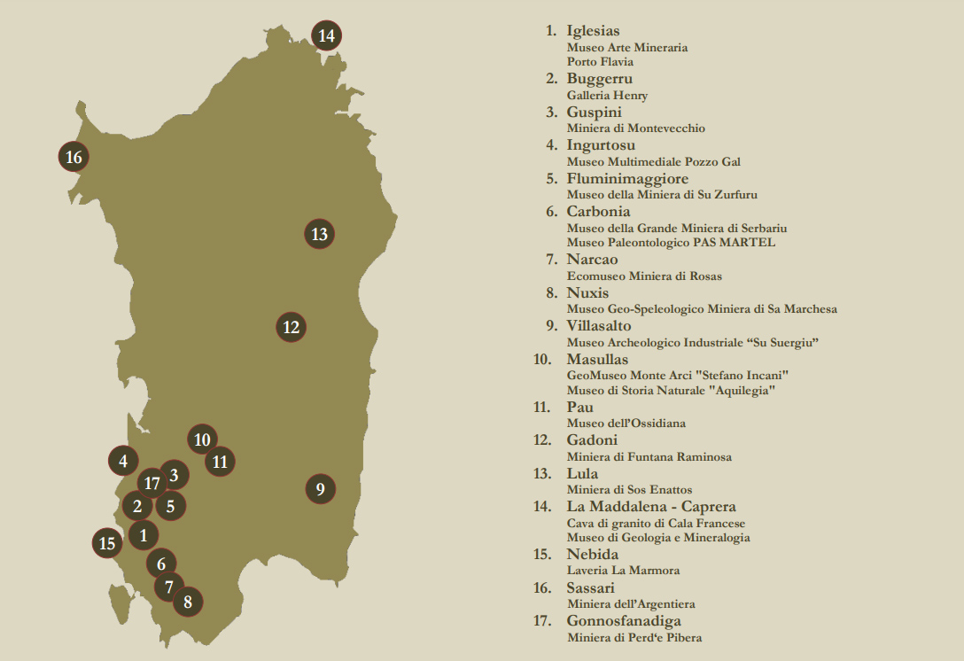 Puntos relevantes del Parque Geominero de Cerdeña