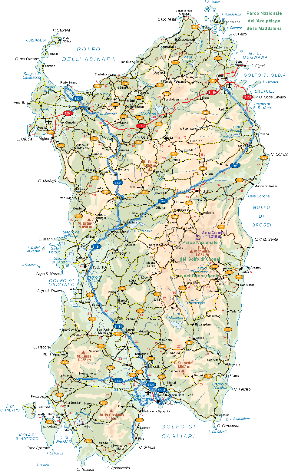 Mapa de Cerdeña